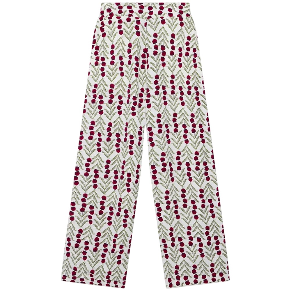 Mint Velvet Neutral Floral Print Wide Leg Trousers